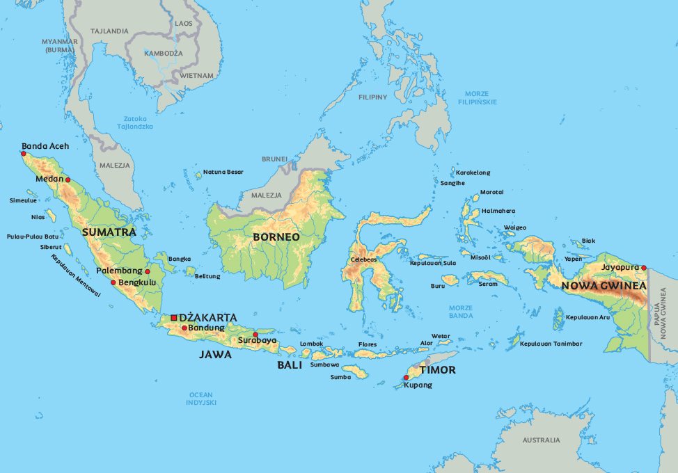 wyspa bali indonezja mapa Mapa Indonezja: zobacz usytuowanie Dżakarta, Bali i Jawa