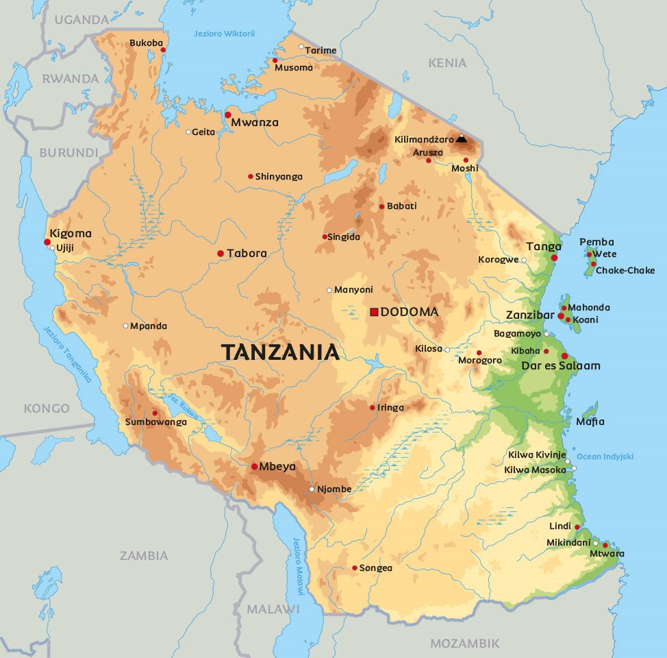 Mapa Tanzania Zobacz Usytuowanie Tanzania