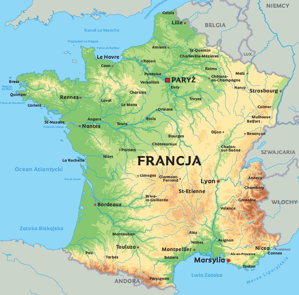 francja mapa po polsku Mapa Francja Ponizej Znajduje Sie Mapa Francji Zobacz Miedzy Innymi Polozenie Stolicy Paryza I Urocze Poludniowe Francuskie Miasta francja mapa po polsku