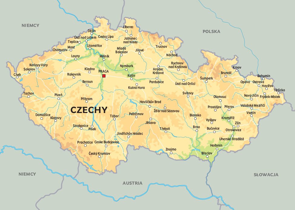 mapa czech Mapa Czechy: Poniżej znajduje się mapa Republiki Czeskiej. Zobacz  mapa czech